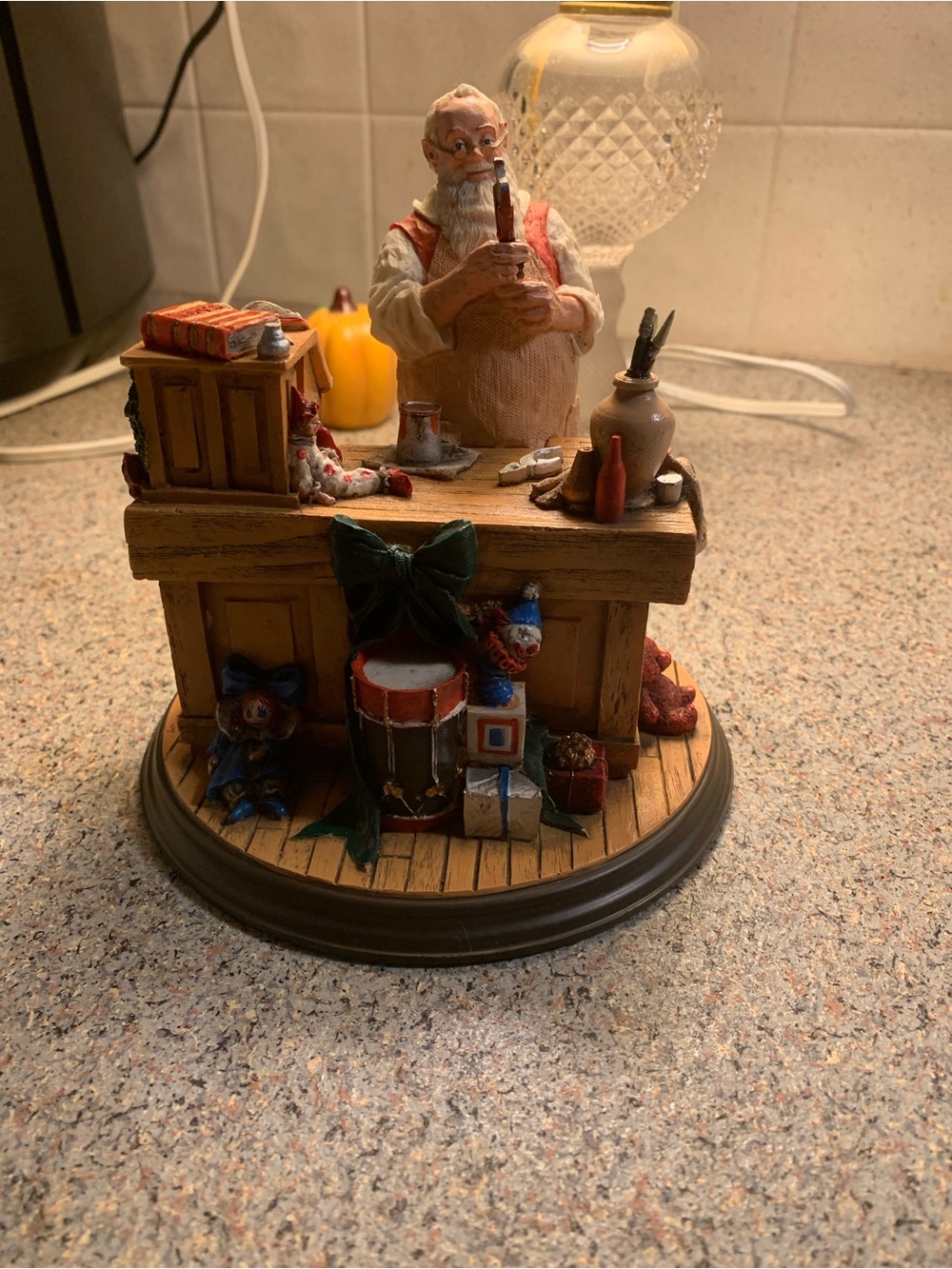 Norman Rockwell Santa at Workshop Figurine - Red, Brown, Green